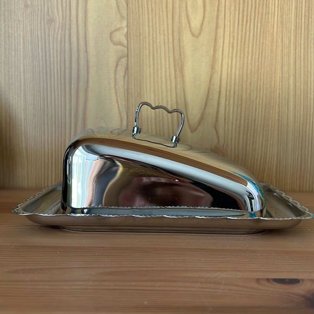 VINTAGE chrome cheese dish Made in England